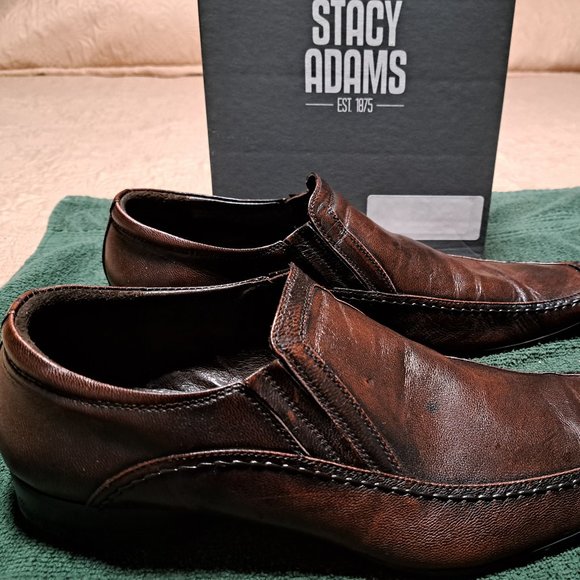 Stacy Adams Men Leather Slip On Loafer Dress Shoes - Picture 2 of 3